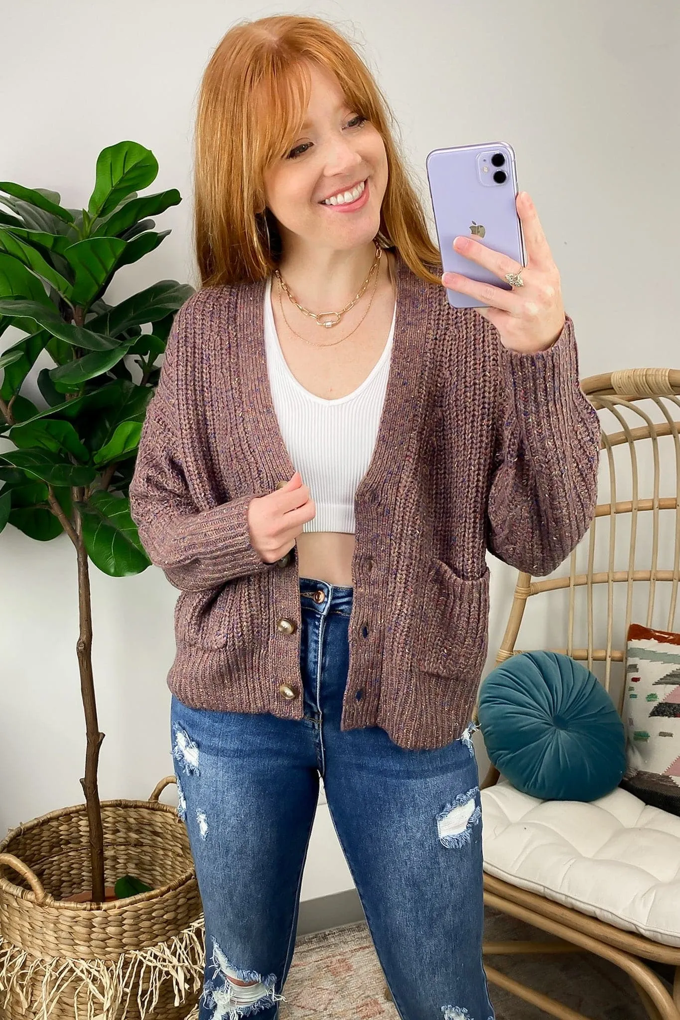 Catrel Melange Knit Button Down Cardigan - FINAL SALE