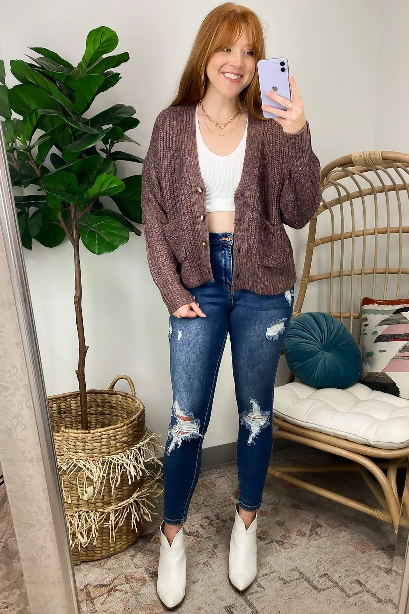 Catrel Melange Knit Button Down Cardigan - FINAL SALE