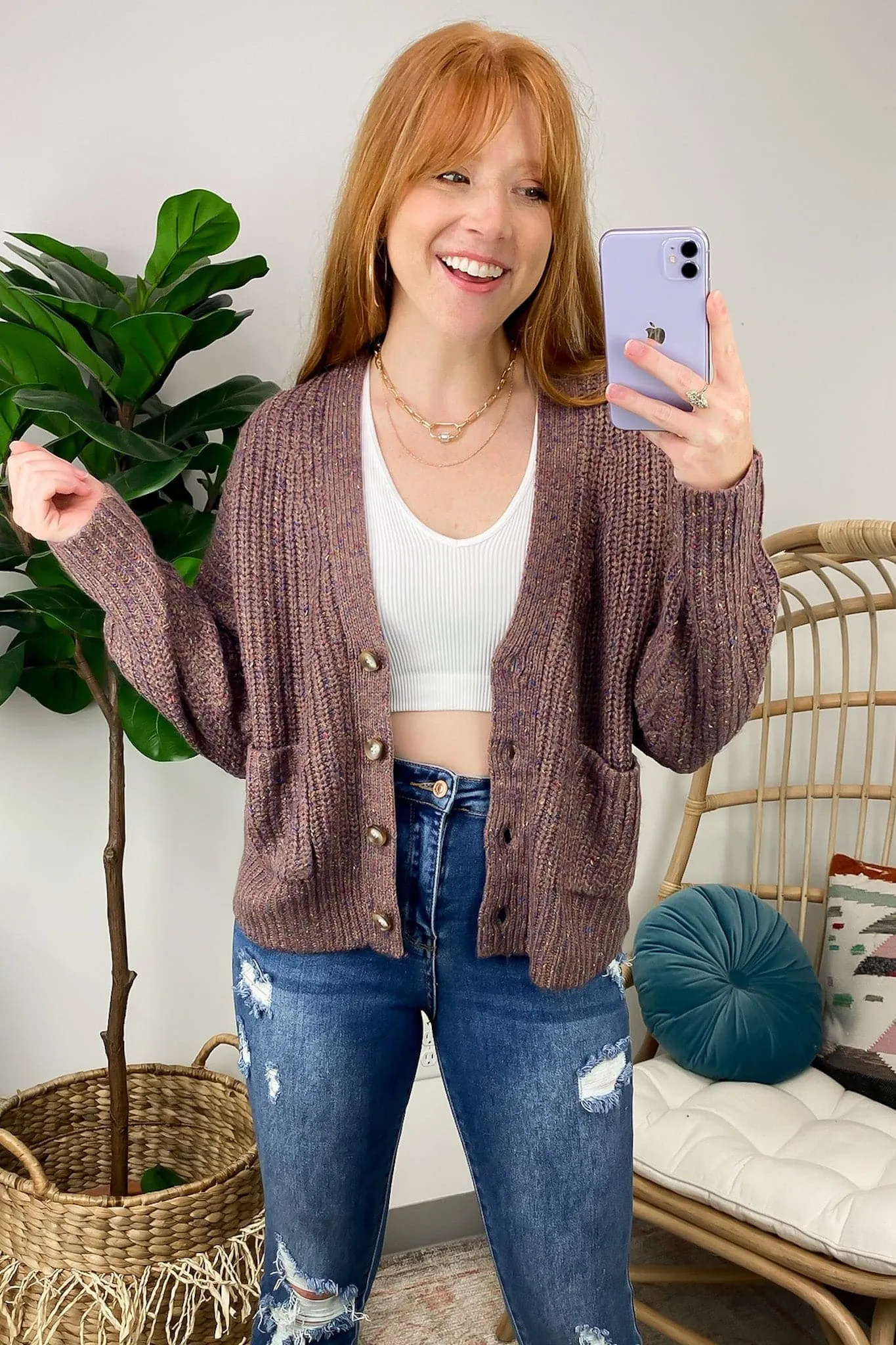 Catrel Melange Knit Button Down Cardigan - FINAL SALE