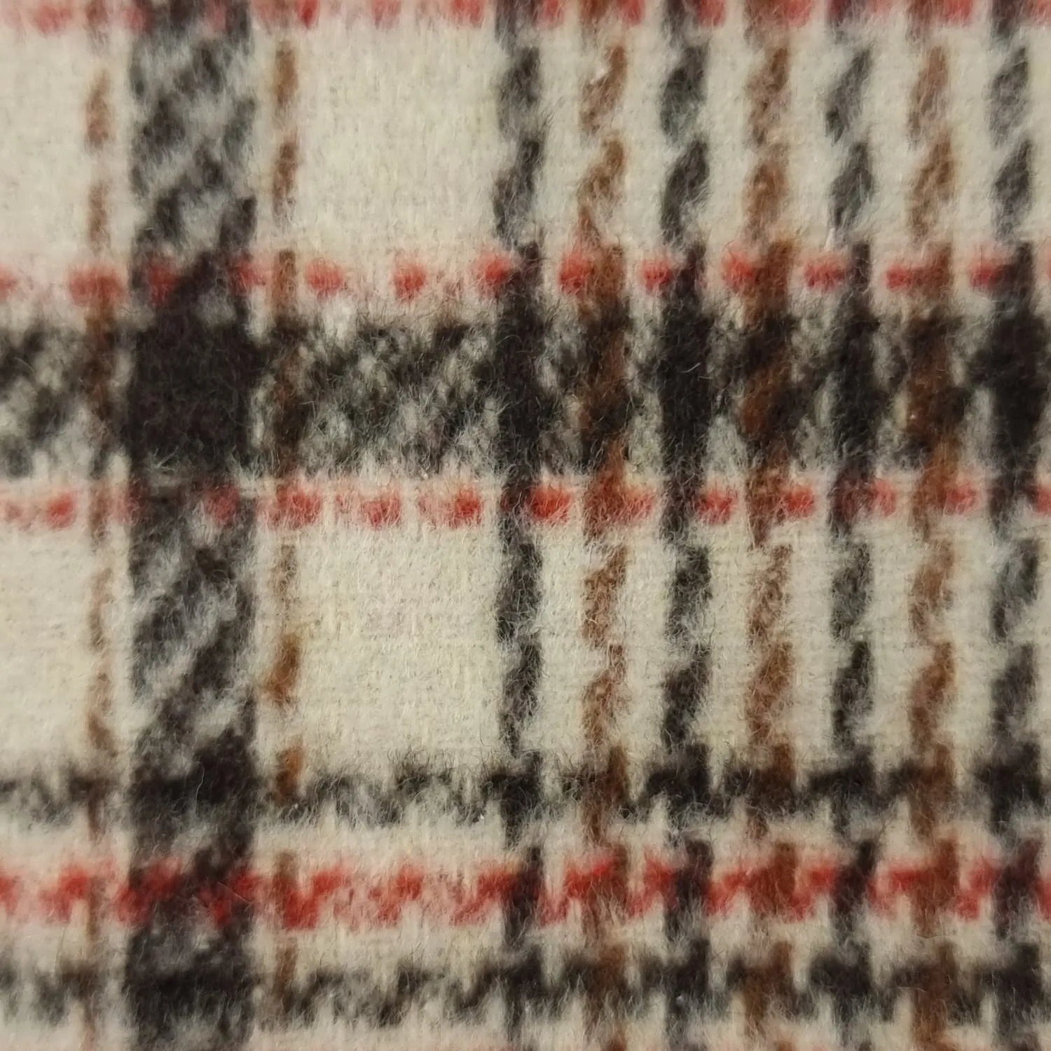 Check Brushed Wool Polyester Woven Fabric - FAB1503