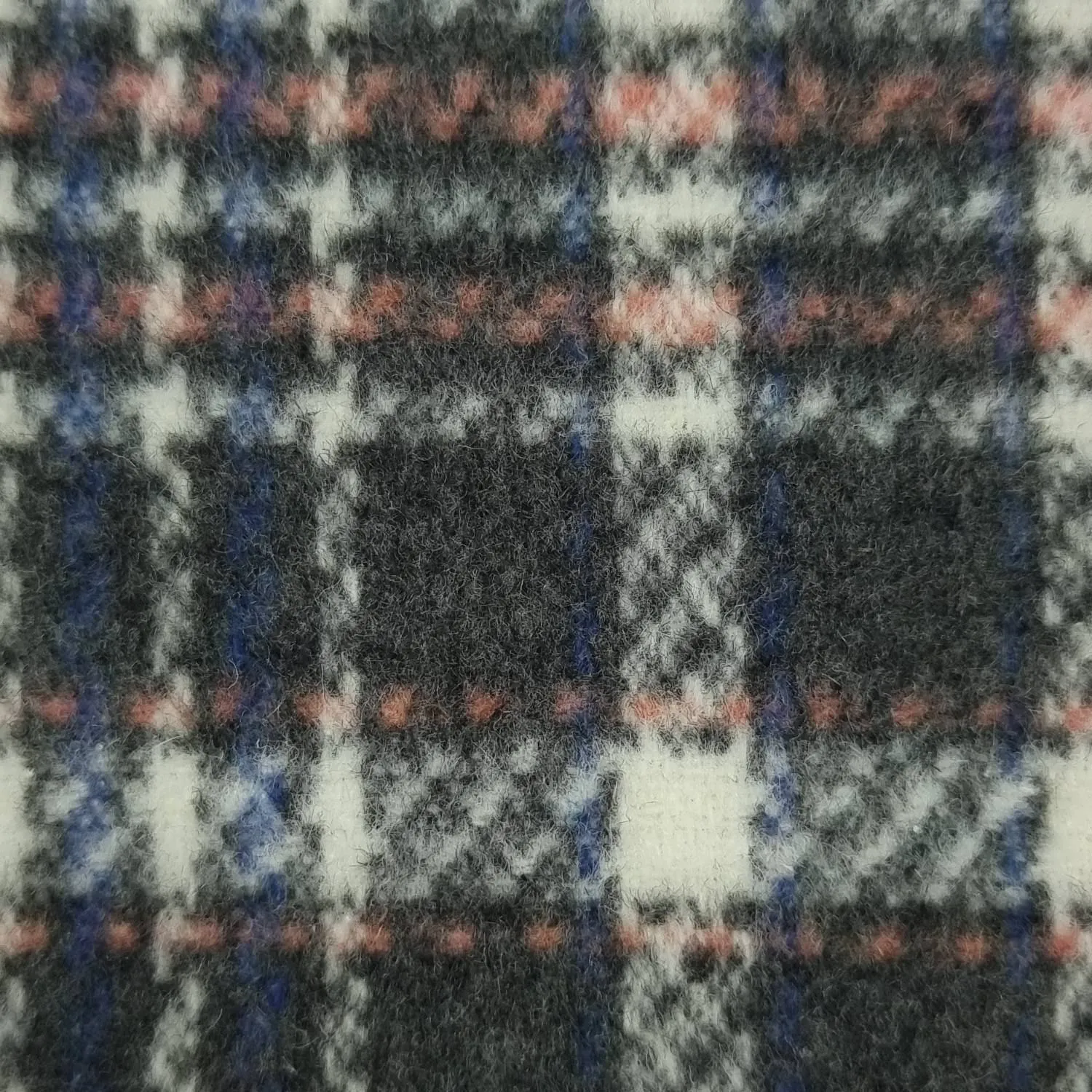 Check Brushed Wool Polyester Woven Fabric - FAB1503