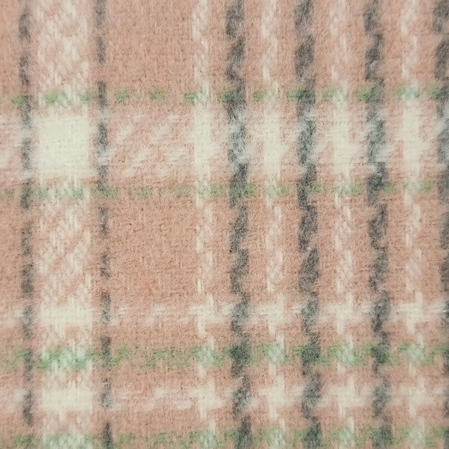 Check Brushed Wool Polyester Woven Fabric - FAB1503