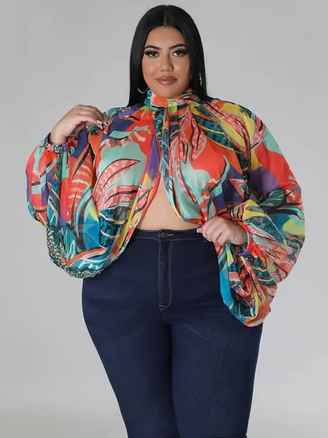 Chiffon See Through Lace Turtleneck - Multi Colored