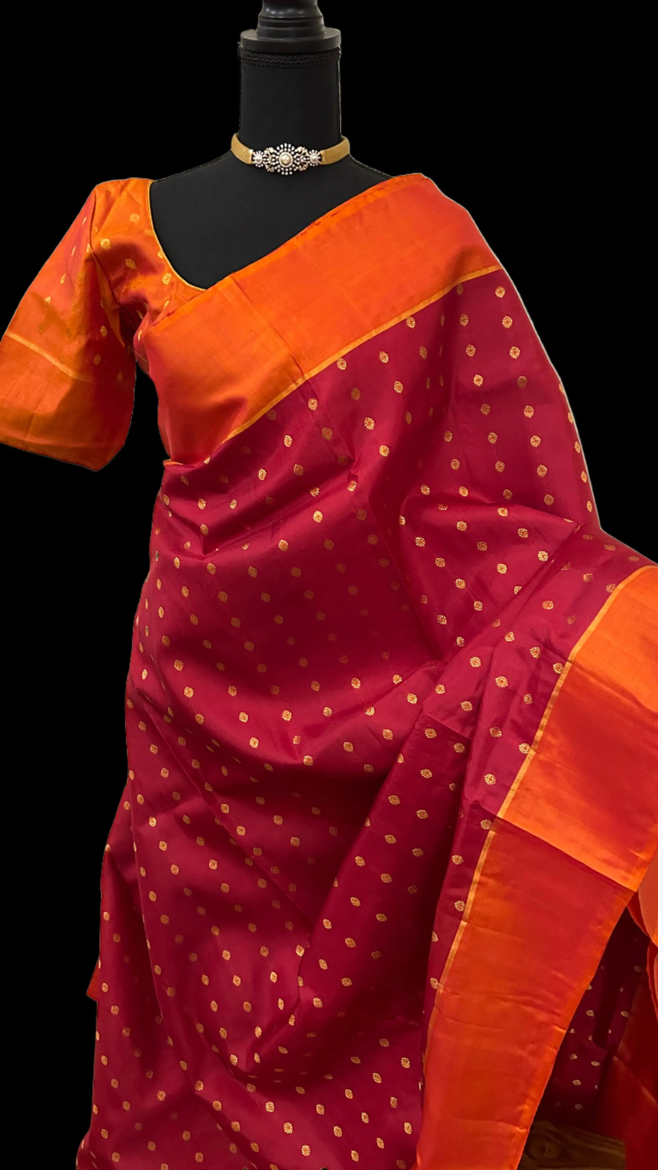 Chili RED kanchi pattu saree online usa