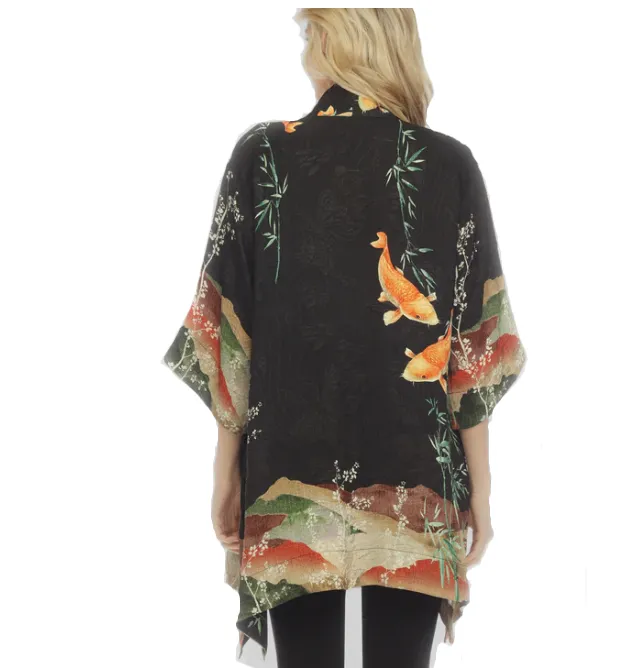 Citron Koi Design Silk Kimono - 0917-EKD
