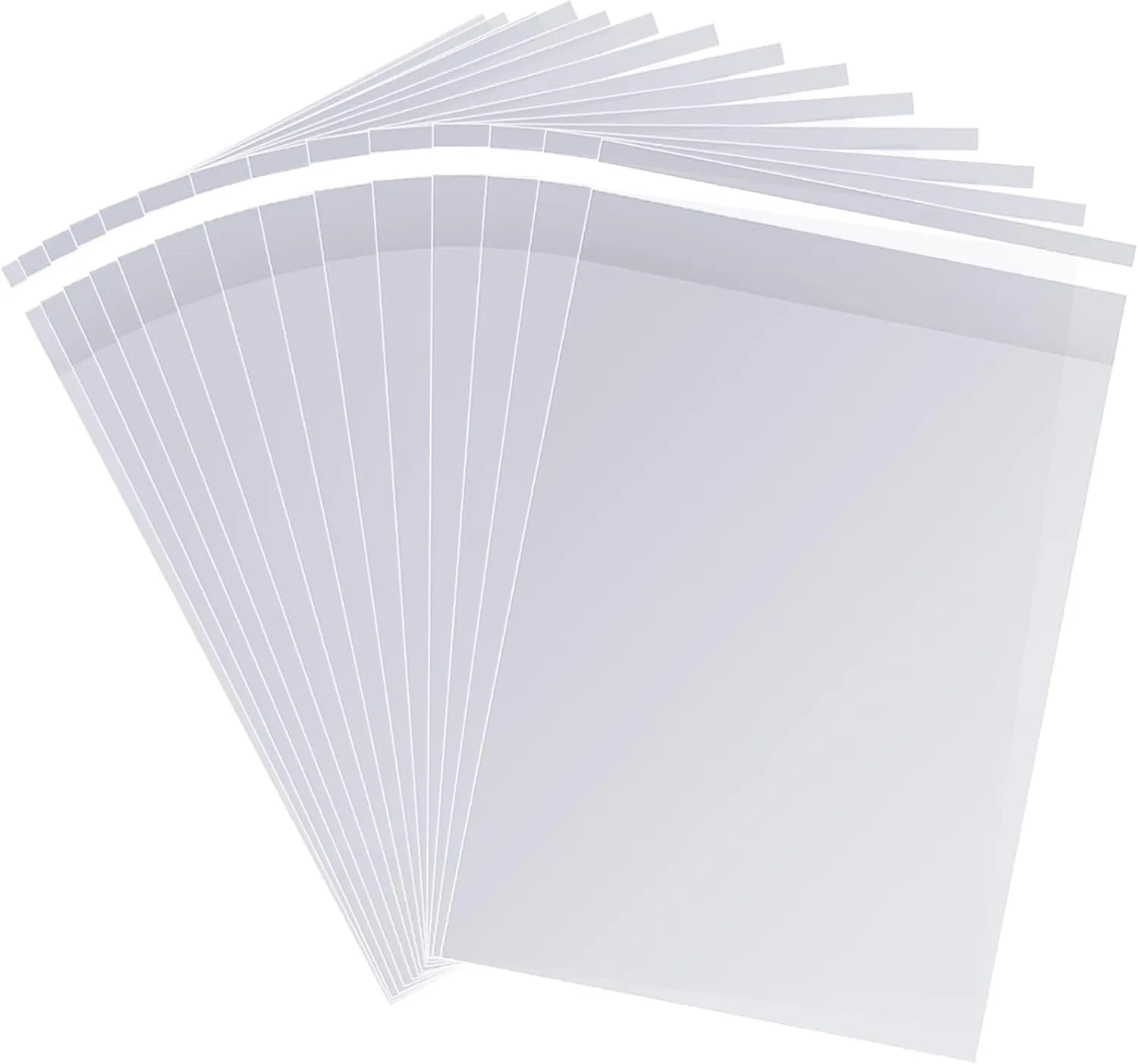 Clear Cellophane Bags T-Shirt Bag 50 Pcs 12x16 inch Self Sealing Adhesive Poly Plastic Clothes Clothing, Magazines, Flyers, Small Business Packaging Bag
