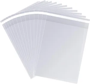 Clear Cellophane Bags T-Shirt Bag 50 Pcs 12x16 inch Self Sealing Adhesive Poly Plastic Clothes Clothing, Magazines, Flyers, Small Business Packaging Bag