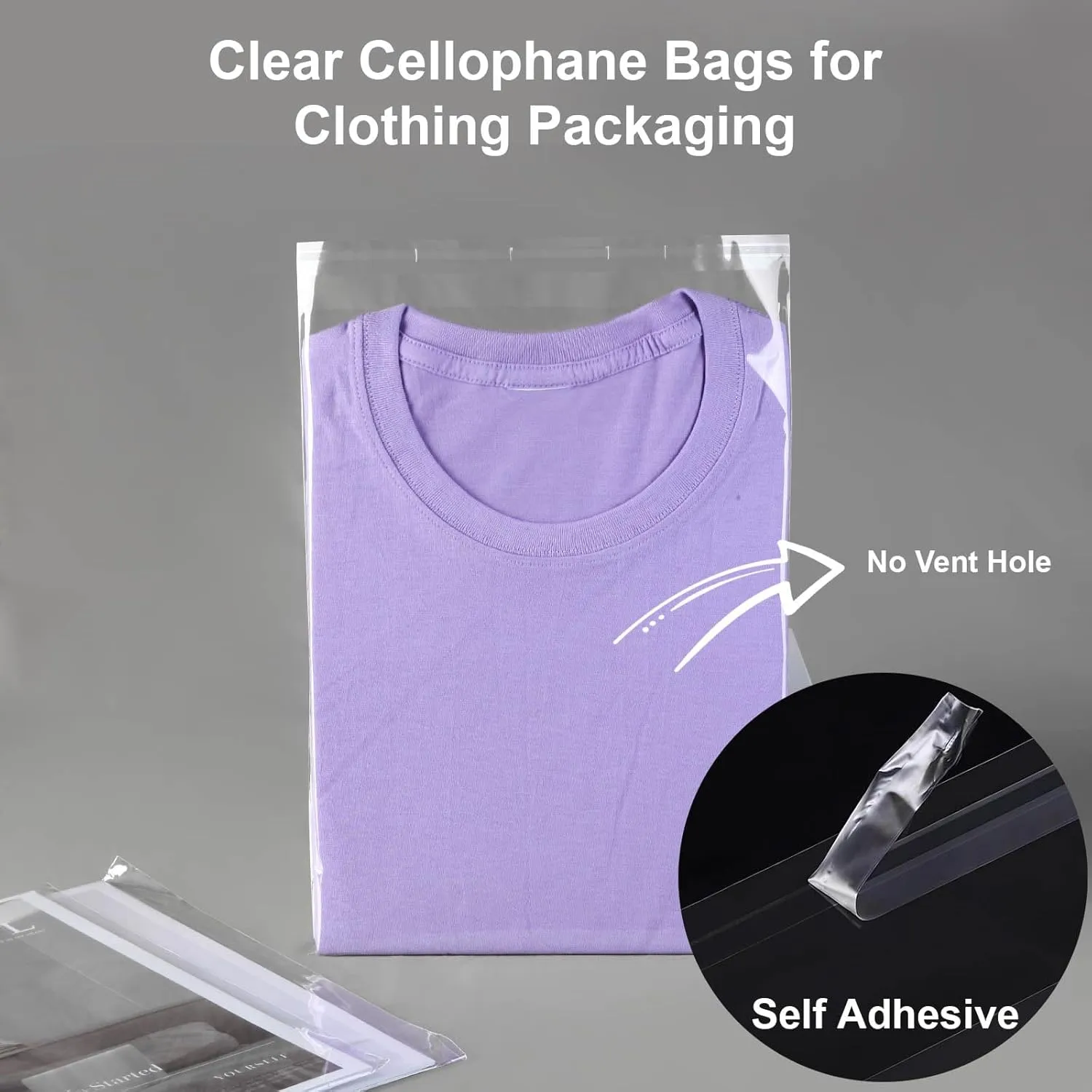 Clear Cellophane Bags T-Shirt Bag 50 Pcs 12x16 inch Self Sealing Adhesive Poly Plastic Clothes Clothing, Magazines, Flyers, Small Business Packaging Bag