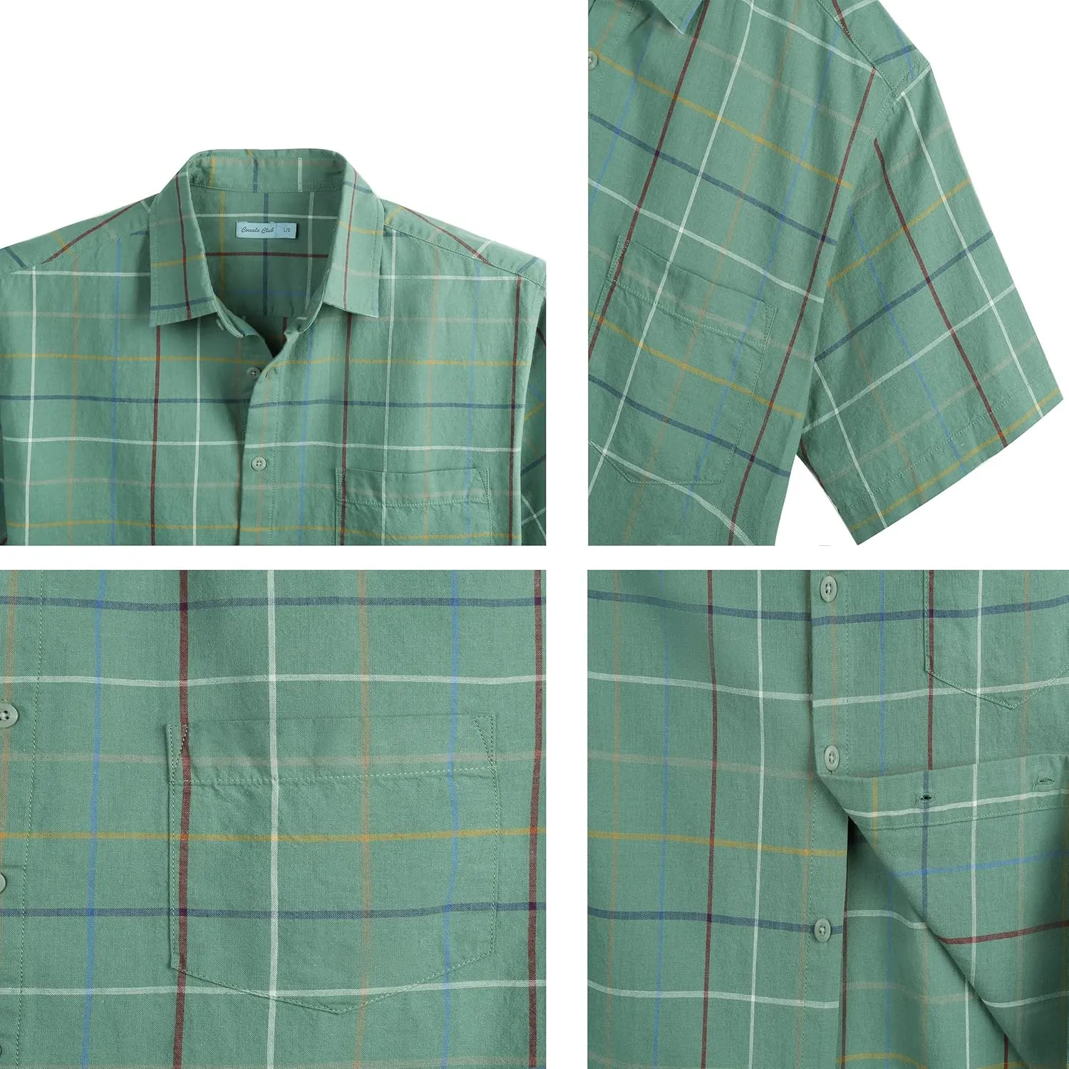 COEVALS CLUB Men's Casual Linen Cotton Button Down Spread Collar Short Sleeve Summer Beach Shirts