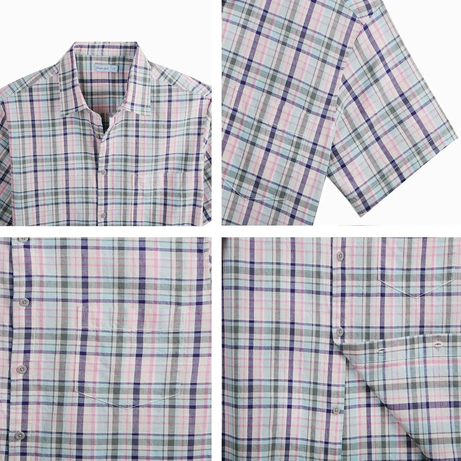 COEVALS CLUB Men's Casual Linen Cotton Button Down Spread Collar Short Sleeve Summer Beach Shirts