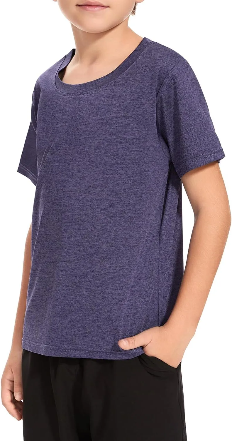 Cosy Pyro 5 Pack Boys Athletic Shirts Short Sleeve Tees Youth Dry-Fit Wicking Active Performance Tshirts for Kids