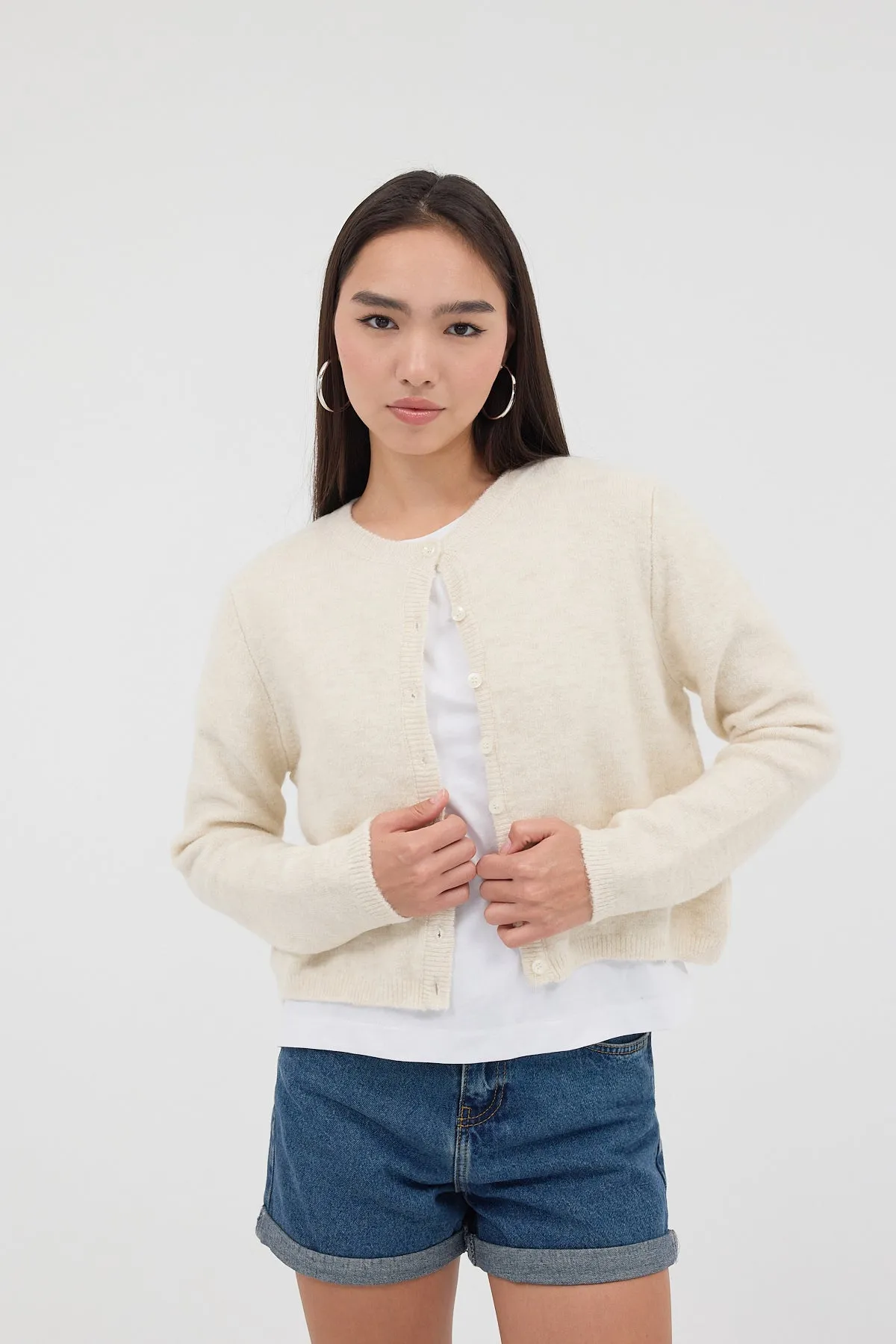 Crew Neck Buttoned Knitwear Cardigan