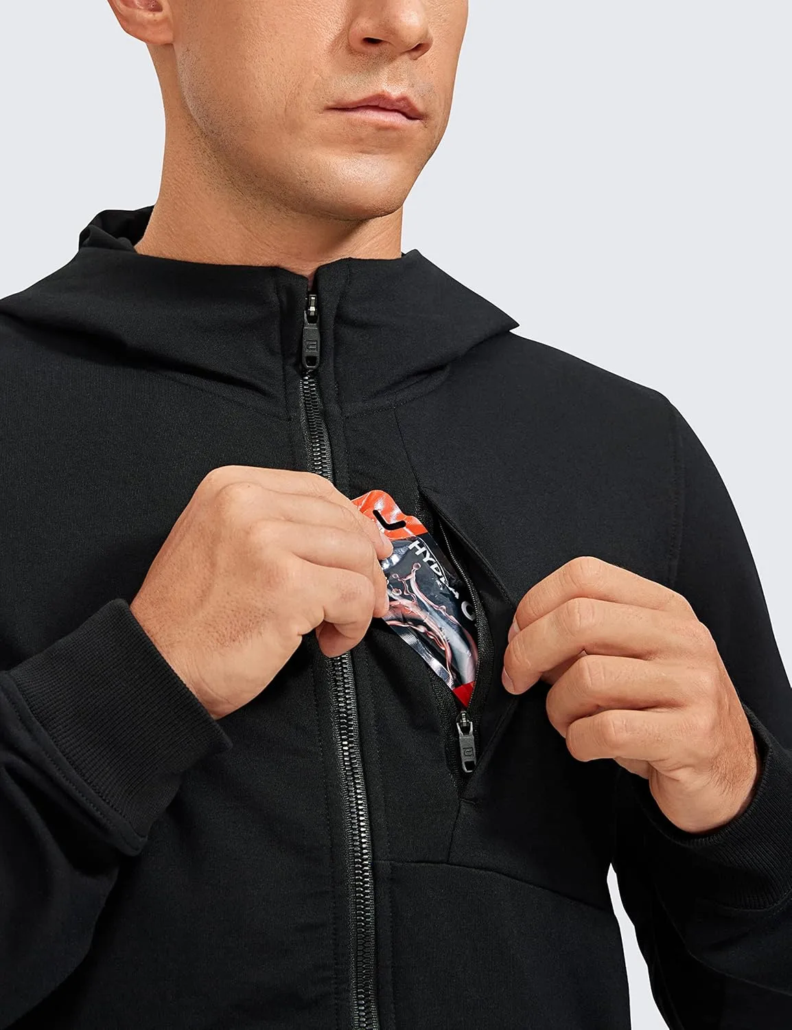 CRZ YOGA Men's Cotton Zip-up Hoodie Thick Terry Essentials Athletic Casual Hoodies Zip Hooded Jackets Sweatshirt with Pockets
