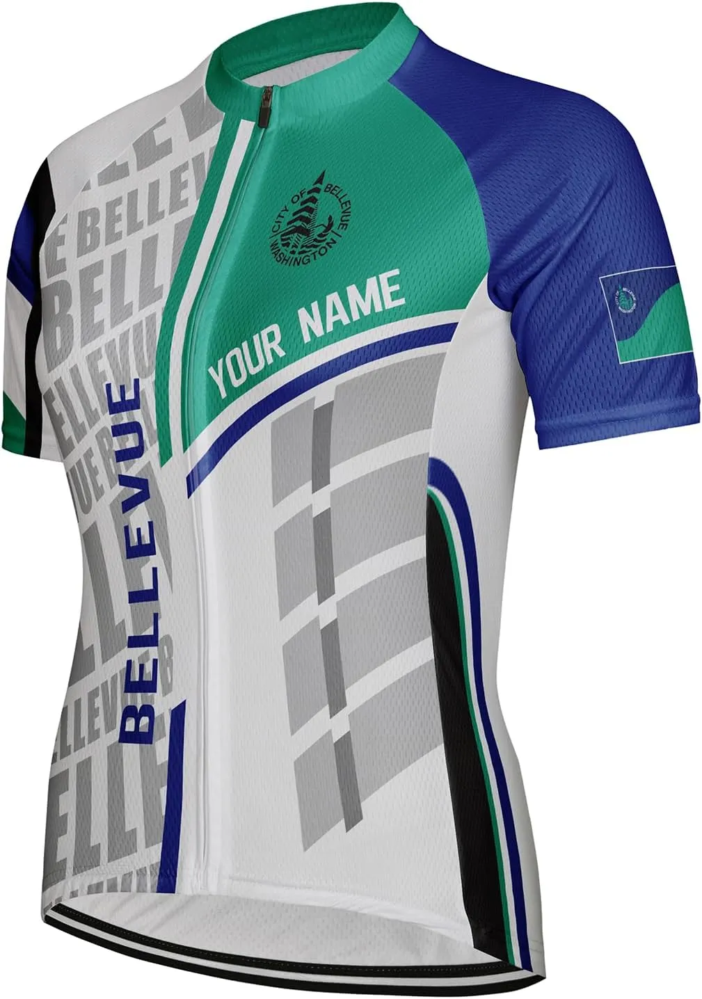 Customized Bellevue Women Cycling Jersey Short Sleeve Quick Dry Shirts