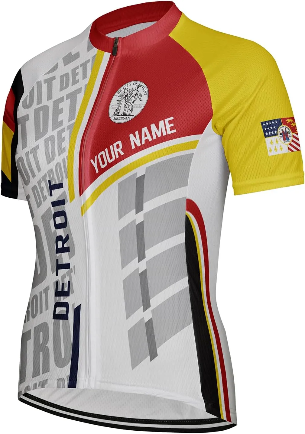 Customized Detroit Women Cycling Jersey Short Sleeve Quick Dry Shirts