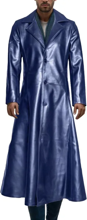 DGHM-JLMY Mens Solid Color Long Trench Coat Vintage Classic Long Windbreaker Steampunk Gothic Jacket Overcoat