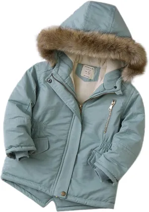 EnJoCho Kids Toddler Baby Girls Boys Autumn Winter Warm Thick Padded Cotton Long Sleeve Girls Dress Coats (Green, 6-7 Years)