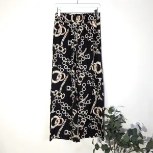 Equestrian style chain print straight leg trousers (M)