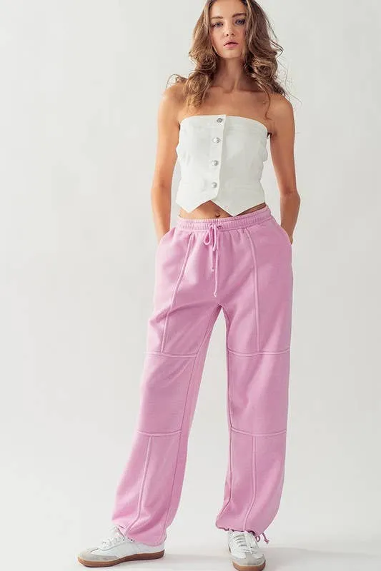 EXPOSED SEAM MINERAL WASH JOGGERS: MINT