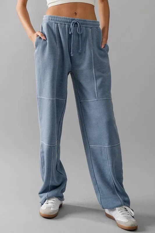 EXPOSED SEAM MINERAL WASH JOGGERS: MINT