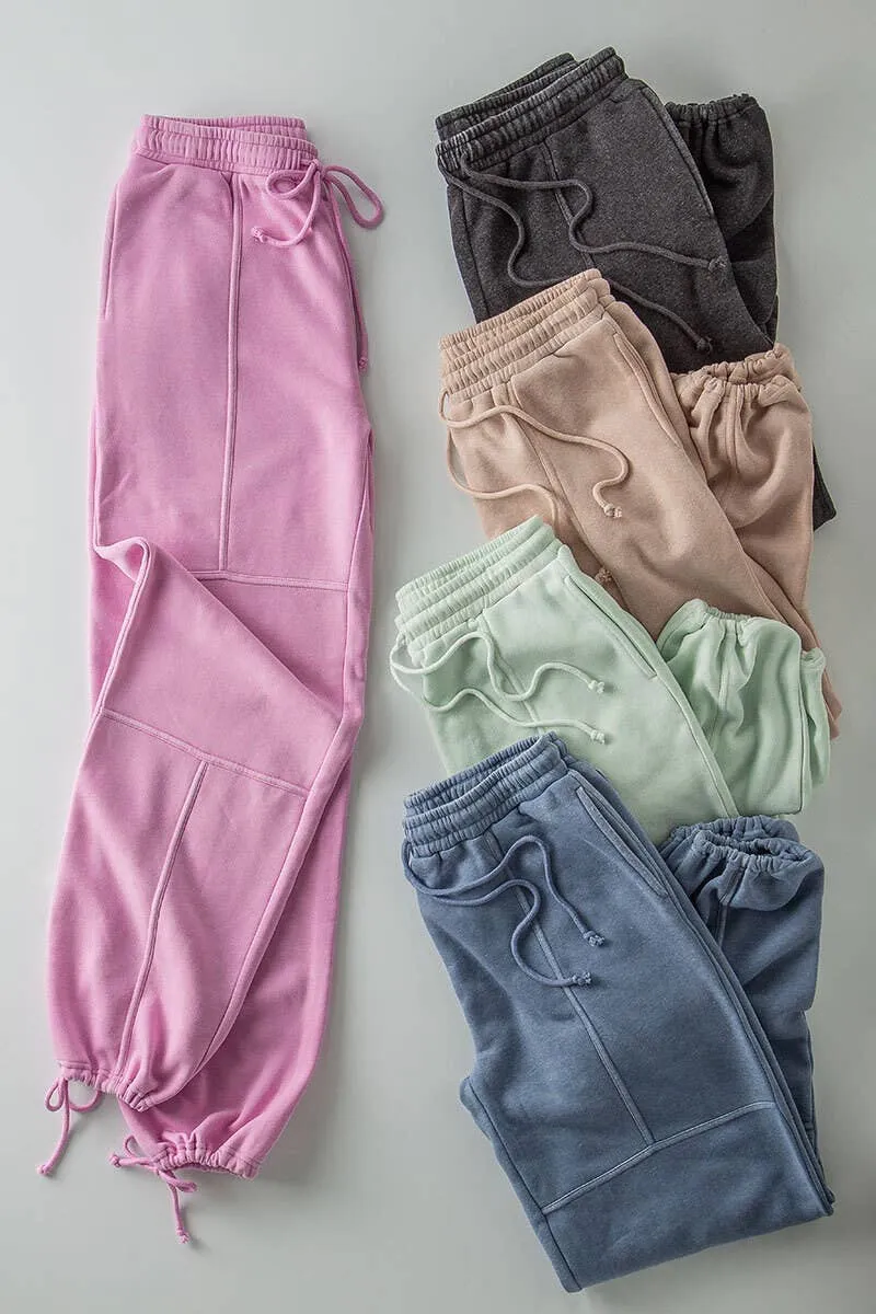 EXPOSED SEAM MINERAL WASH JOGGERS: MINT