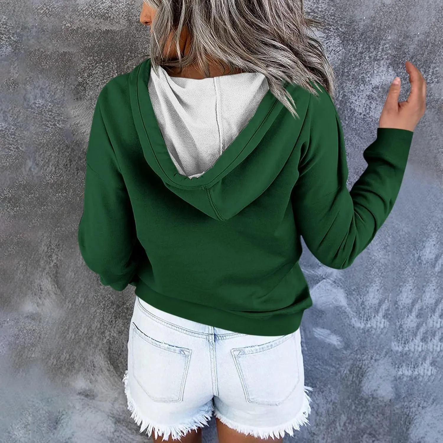 Fall Outfits for Women 2025 Y2k Hoodies Solid Button Down Long Sleeve Hooded Sweatshirts Pullover Tops with Pocket