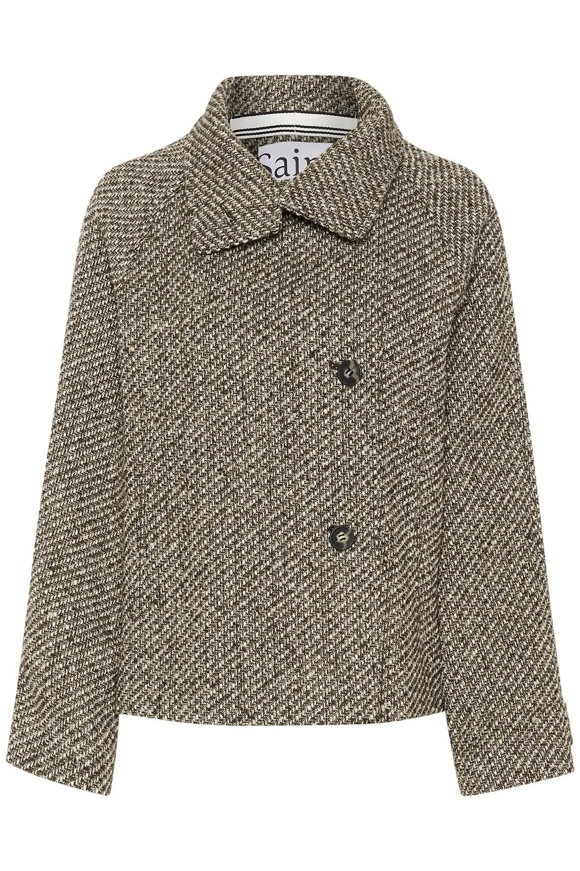 Fawn Textured Short Coat - Mist Grey Melange