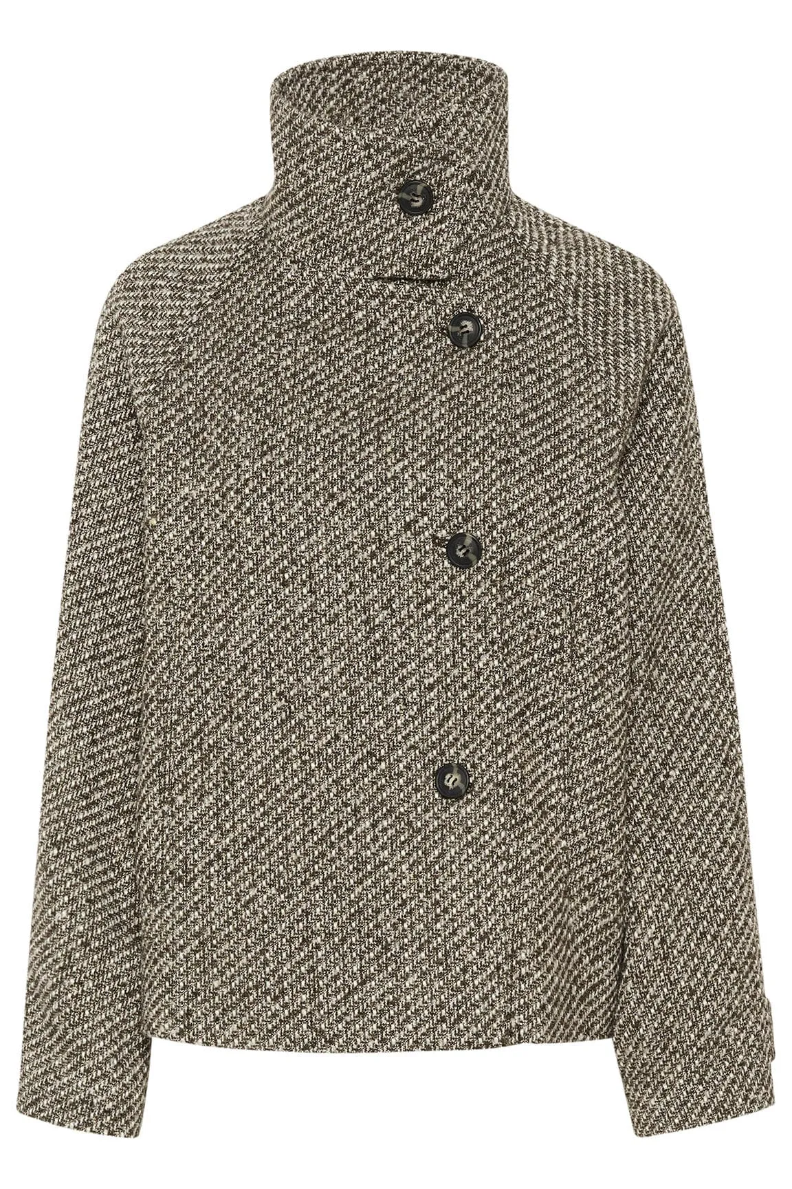 Fawn Textured Short Coat - Mist Grey Melange