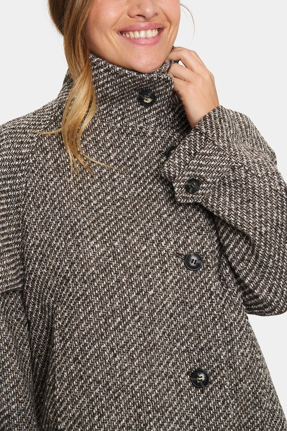 Fawn Textured Short Coat - Mist Grey Melange