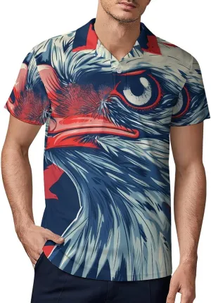 Fierce Eagle Classic Polo Shirts for Men Quick Dry Short Sleeve Fit Golf Tees Casual Tops