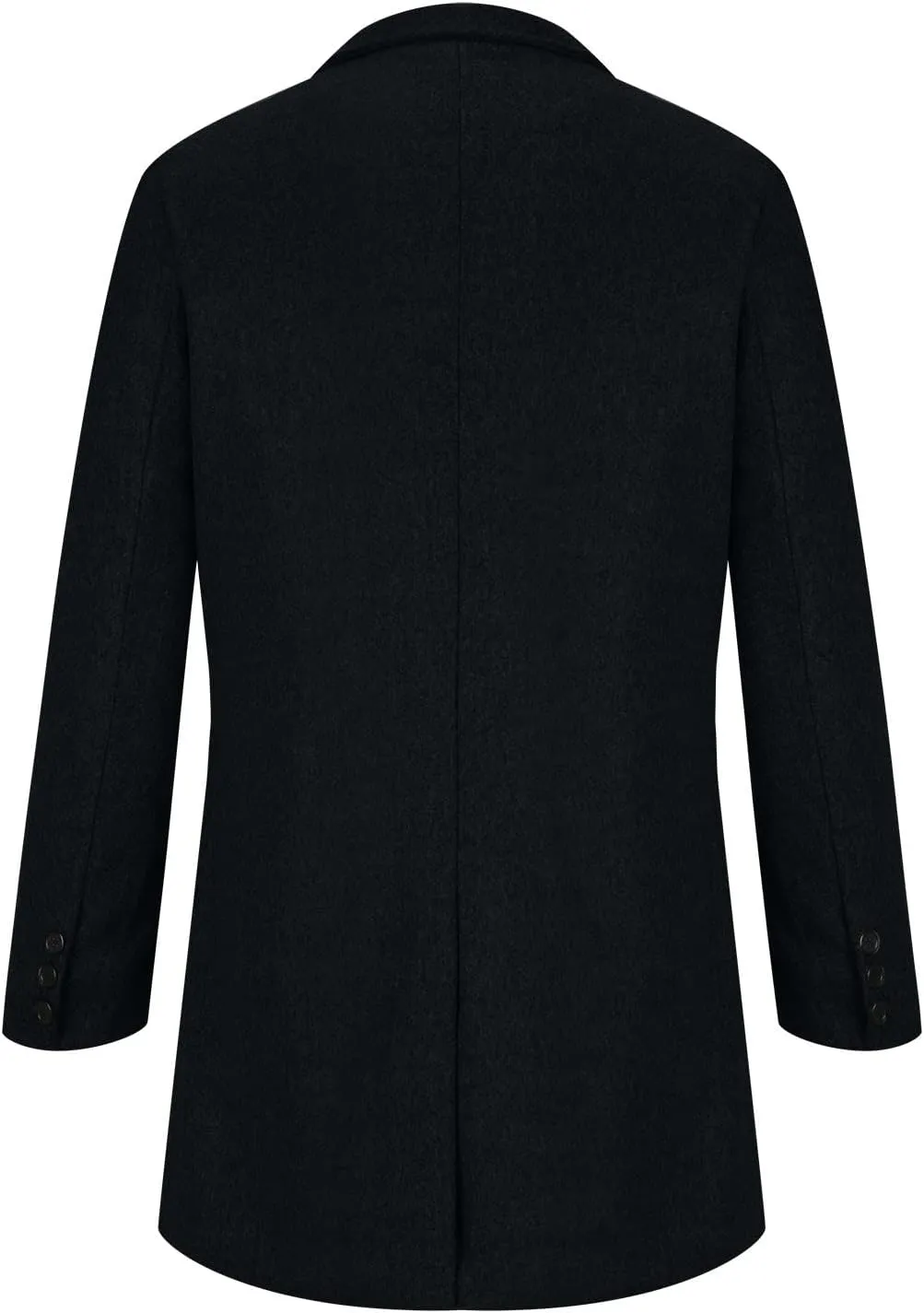 Firzero Men's Single Breasted Trench Coat, Winter Wool Coat Oversized Warm Lapel Work Business Long Jacket
