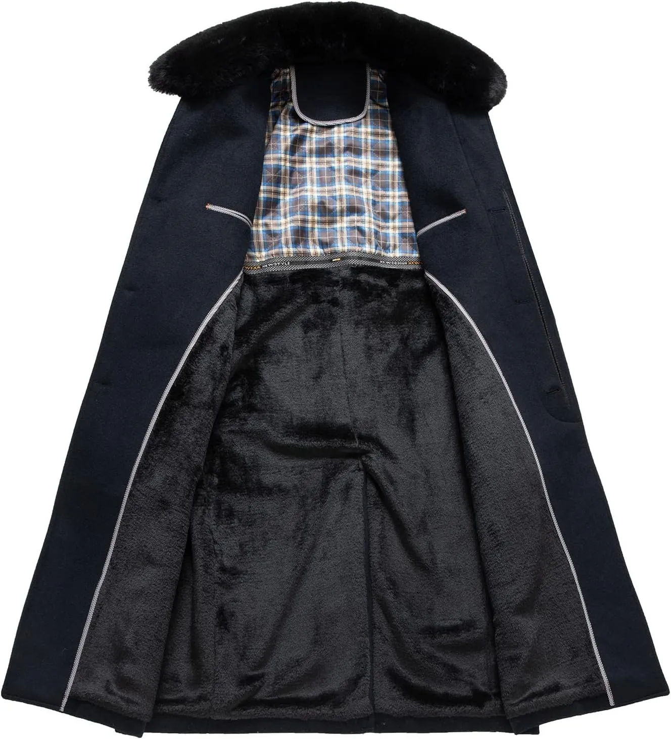 Firzero Men's Single Breasted Trench Coat, Winter Wool Coat Oversized Warm Lapel Work Business Long Jacket