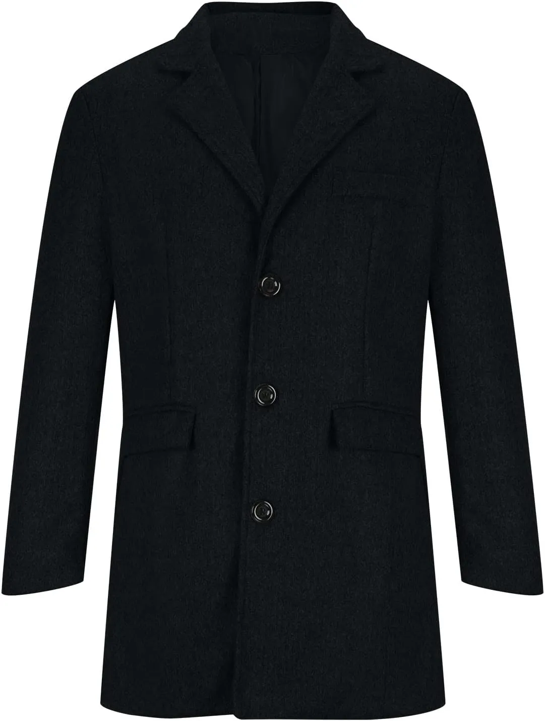 Firzero Men's Single Breasted Trench Coat, Winter Wool Coat Oversized Warm Lapel Work Business Long Jacket