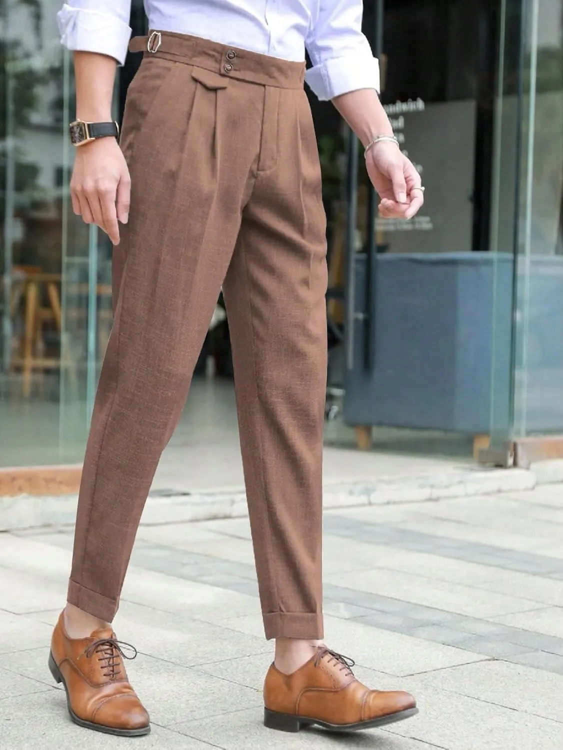 Floerns Men's Classic Fit Flat Front Dress Pants Office Business Trousers