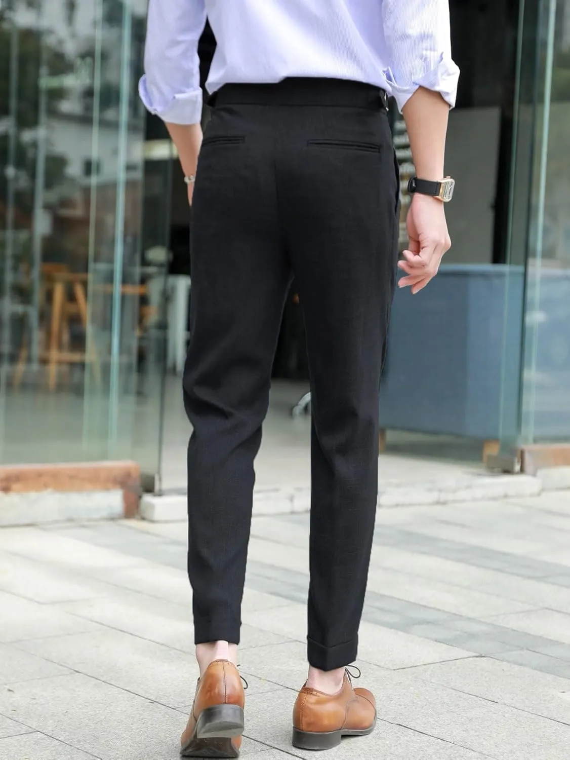 Floerns Men's Classic Fit Flat Front Dress Pants Office Business Trousers