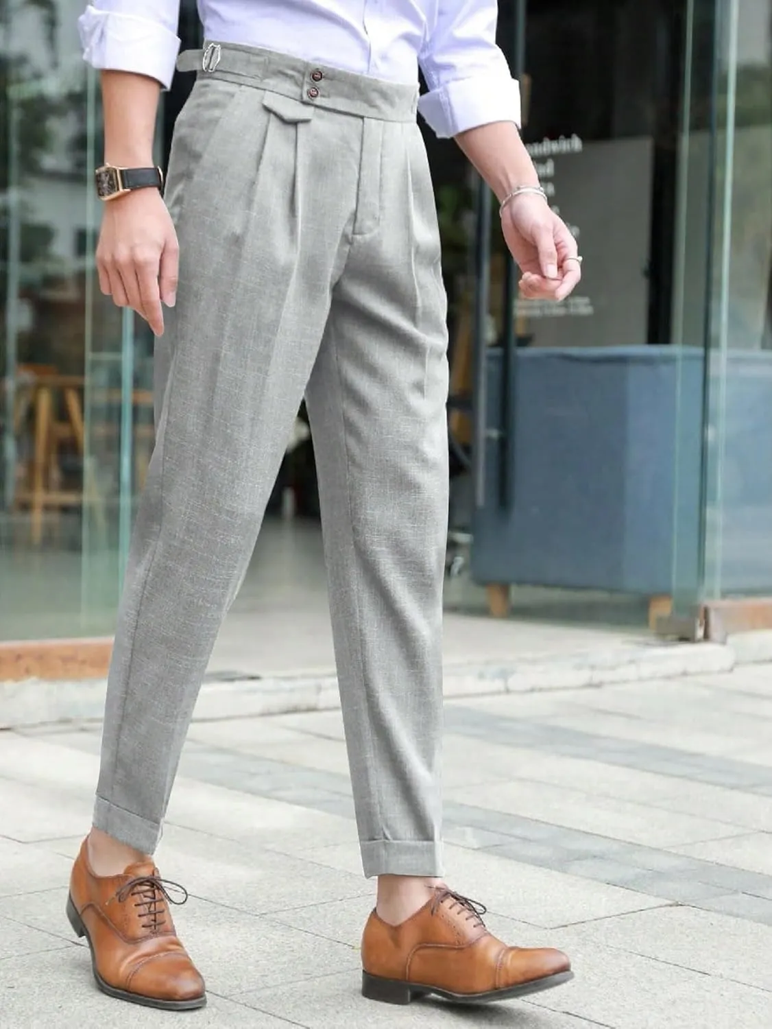 Floerns Men's Classic Fit Flat Front Dress Pants Office Business Trousers