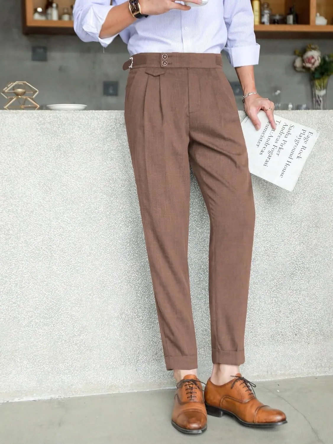 Floerns Men's Classic Fit Flat Front Dress Pants Office Business Trousers