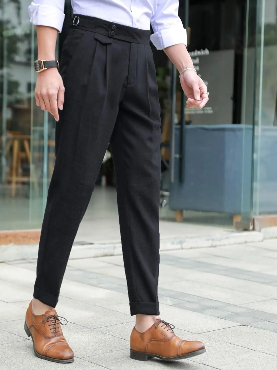 Floerns Men's Classic Fit Flat Front Dress Pants Office Business Trousers