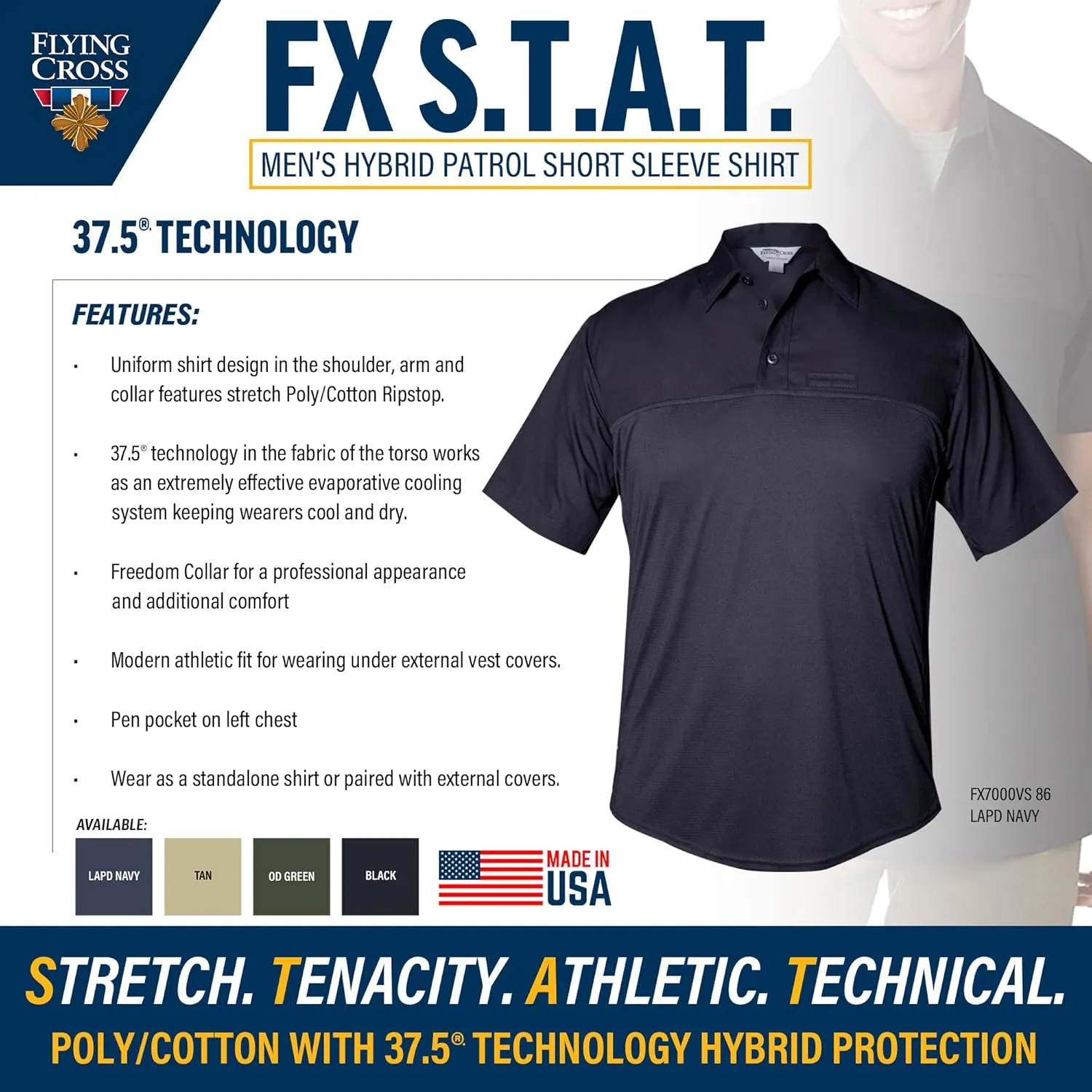 FX STAT Mens Law Enforcement Polo Shirts, Police, Tactical, Fire, Paramedic, EMS, Security, Short Sleeve