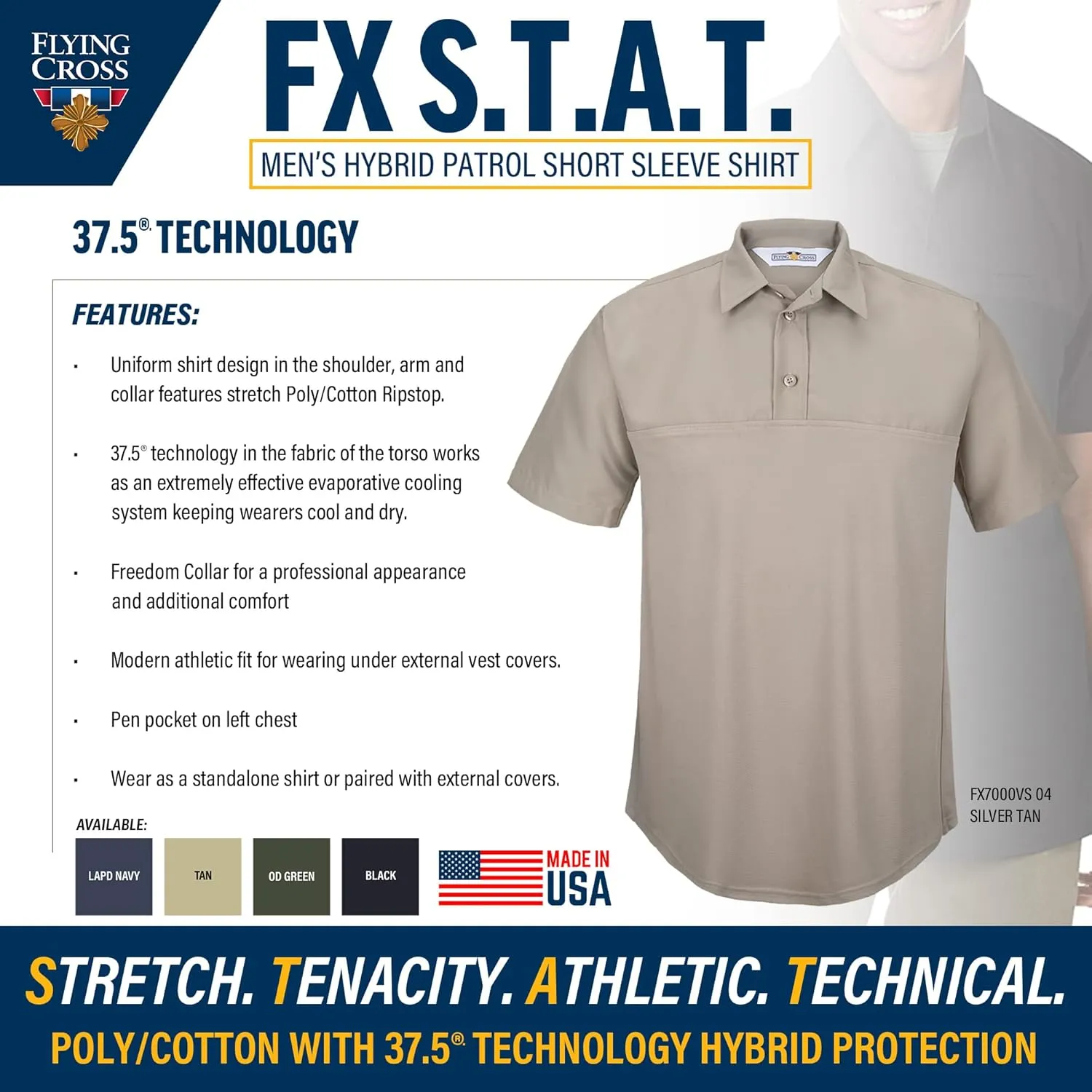 FX STAT Mens Law Enforcement Polo Shirts, Police, Tactical, Fire, Paramedic, EMS, Security, Short Sleeve