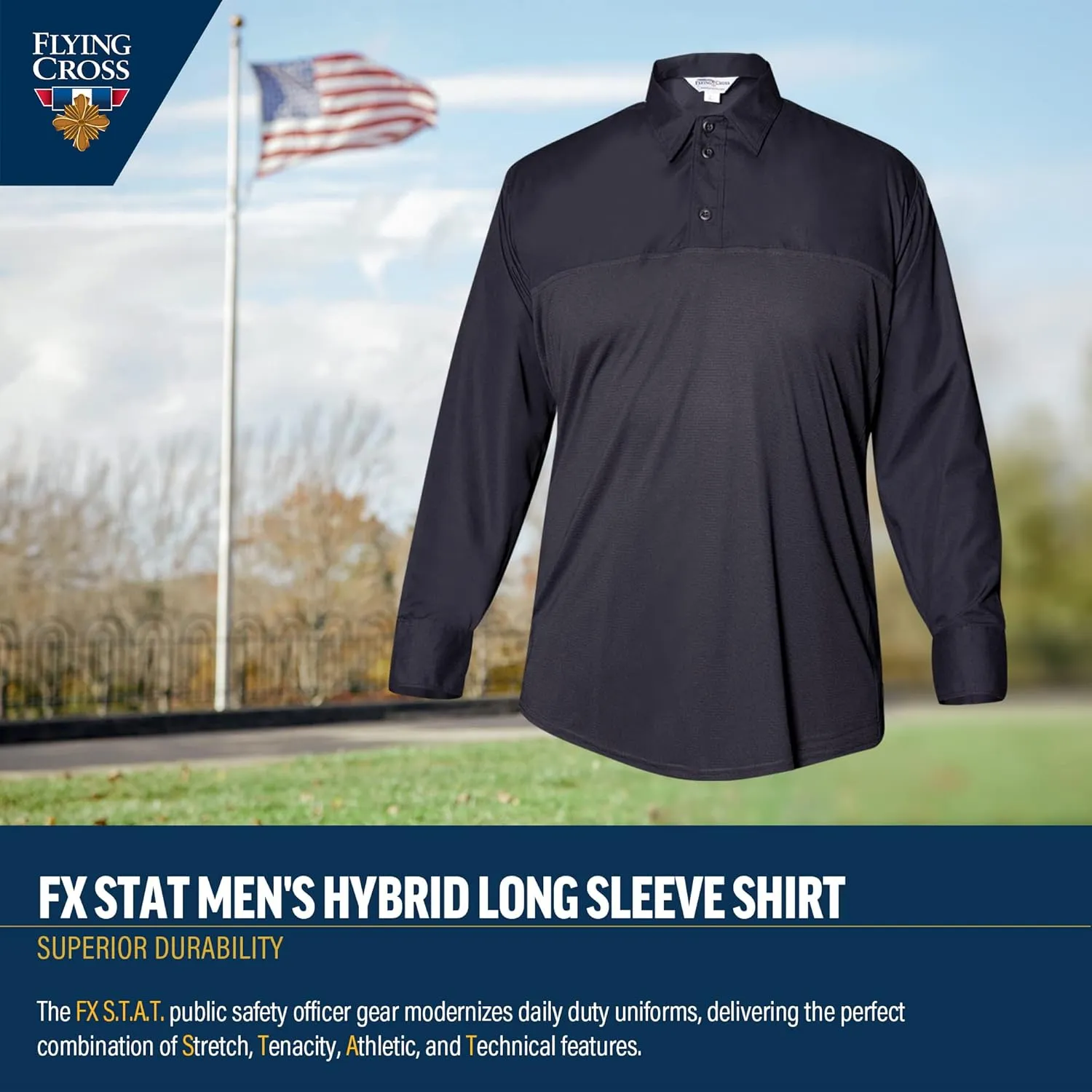 FX STAT Mens Law Enforcement Polo Shirts, Police Uniform, Tactical, Fire Department, Paramedic, Long Sleeve