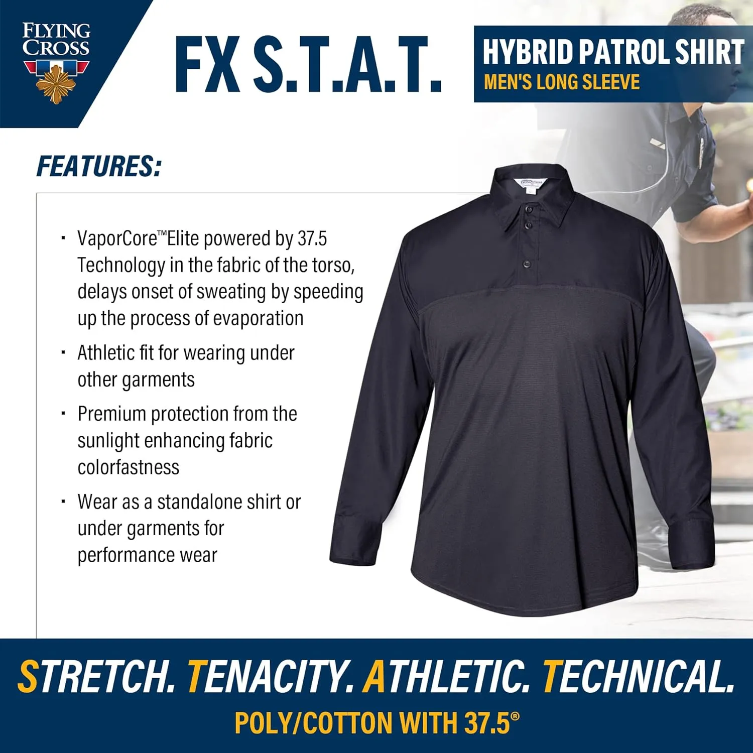 FX STAT Mens Law Enforcement Polo Shirts, Police Uniform, Tactical, Fire Department, Paramedic, Long Sleeve