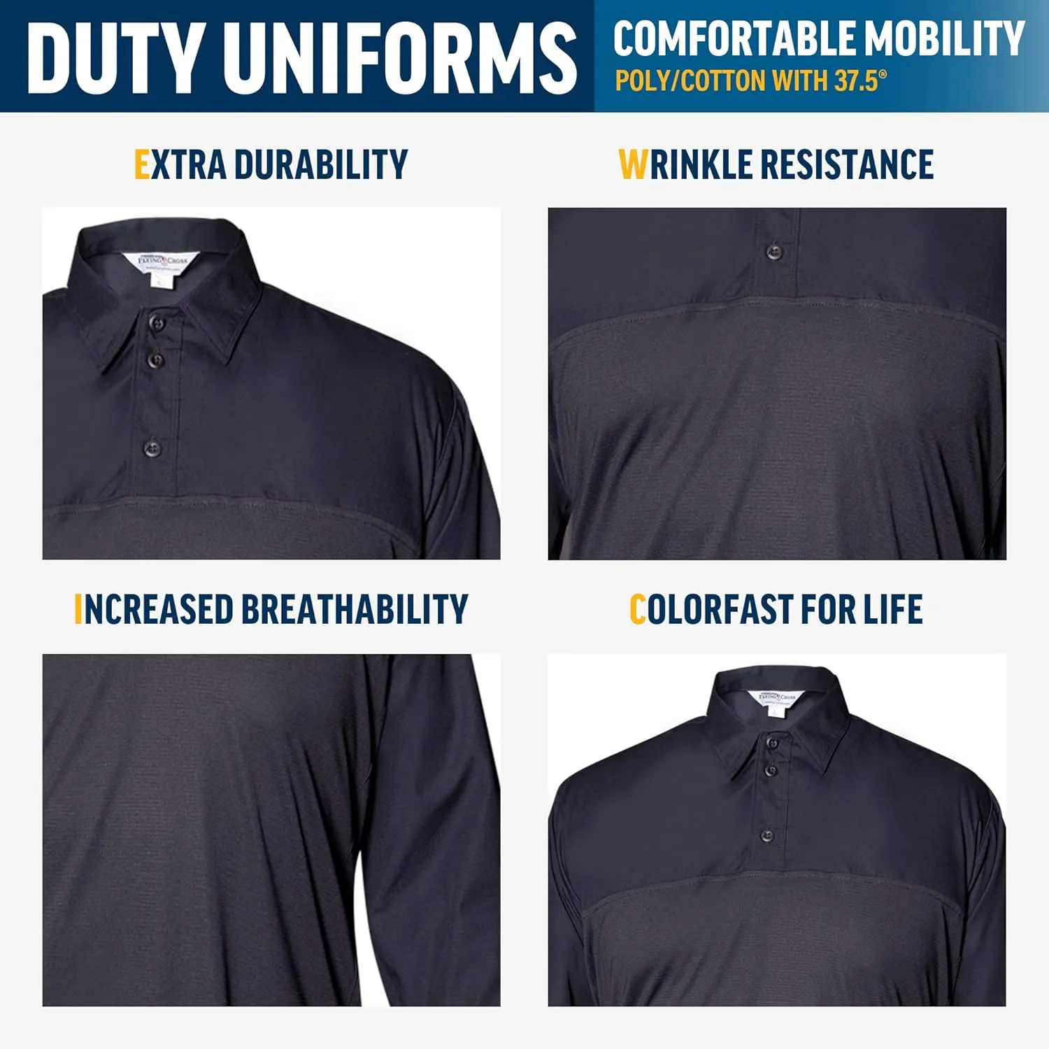 FX STAT Mens Law Enforcement Polo Shirts, Police Uniform, Tactical, Fire Department, Paramedic, Long Sleeve
