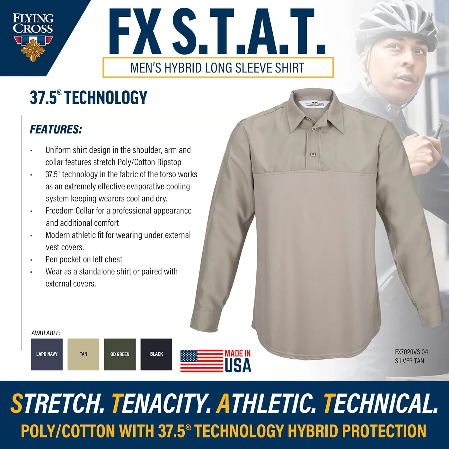 FX STAT Mens Law Enforcement Polo Shirts, Police Uniform, Tactical, Fire Department, Paramedic, Long Sleeve
