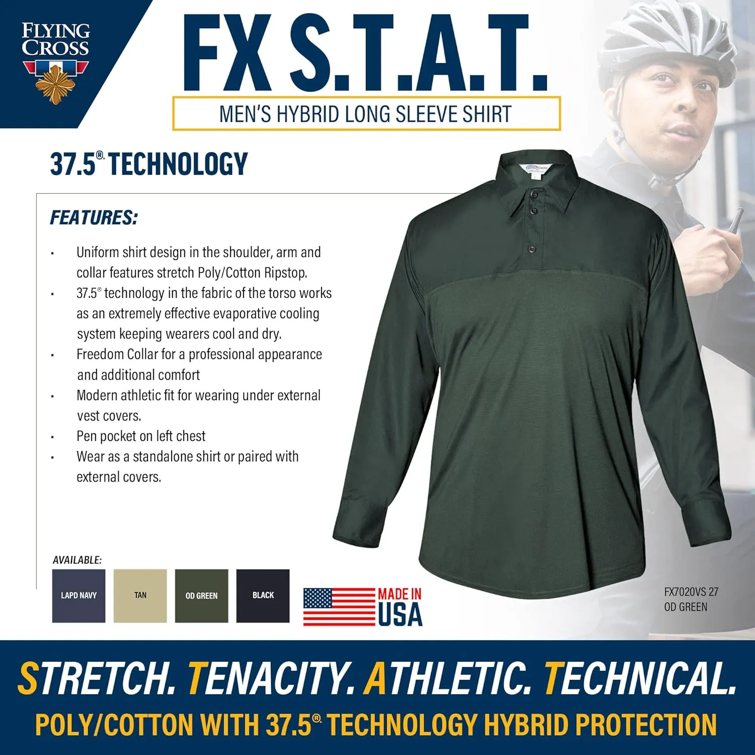 FX STAT Mens Law Enforcement Polo Shirts, Police Uniform, Tactical, Fire Department, Paramedic, Long Sleeve