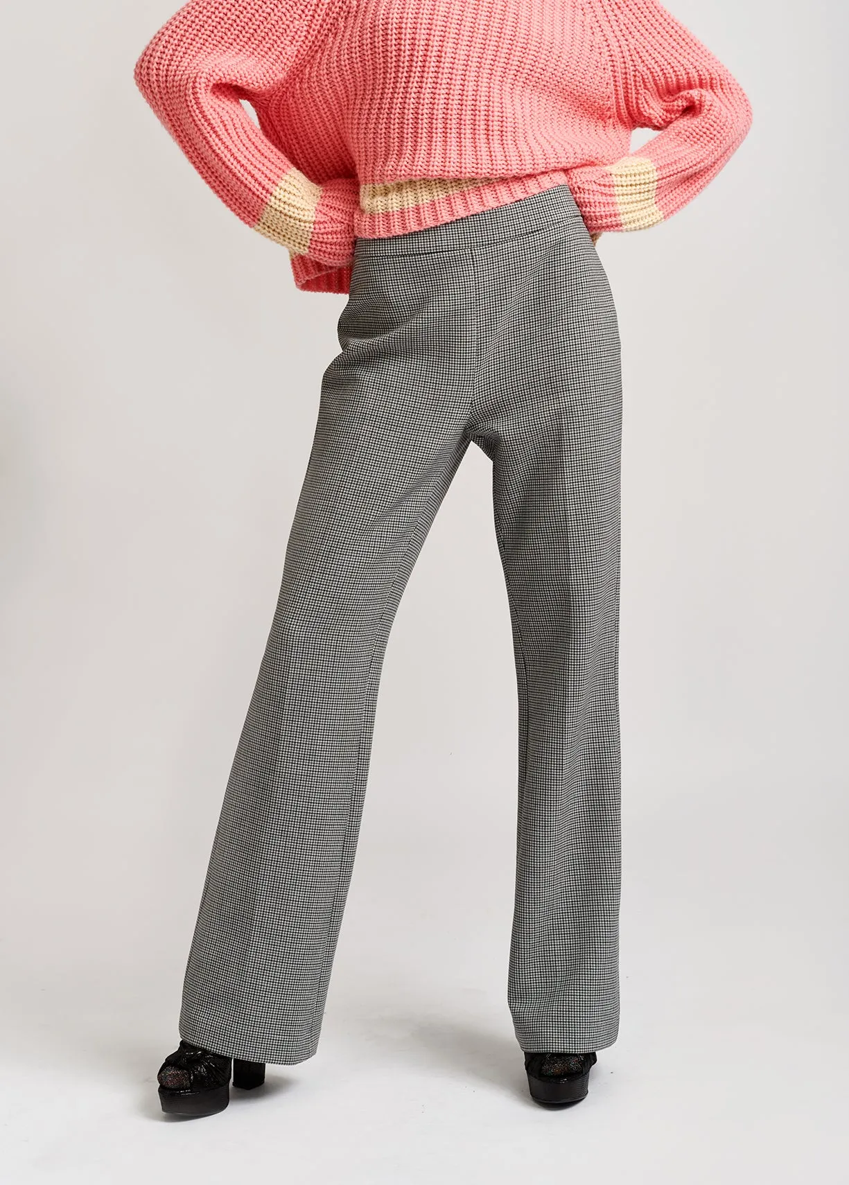 Grey houndstooth classic trousers