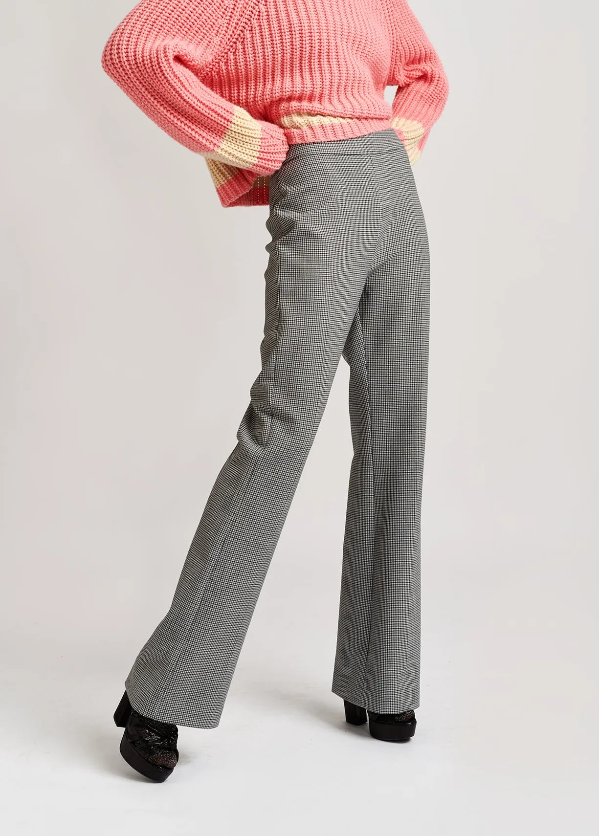 Grey houndstooth classic trousers