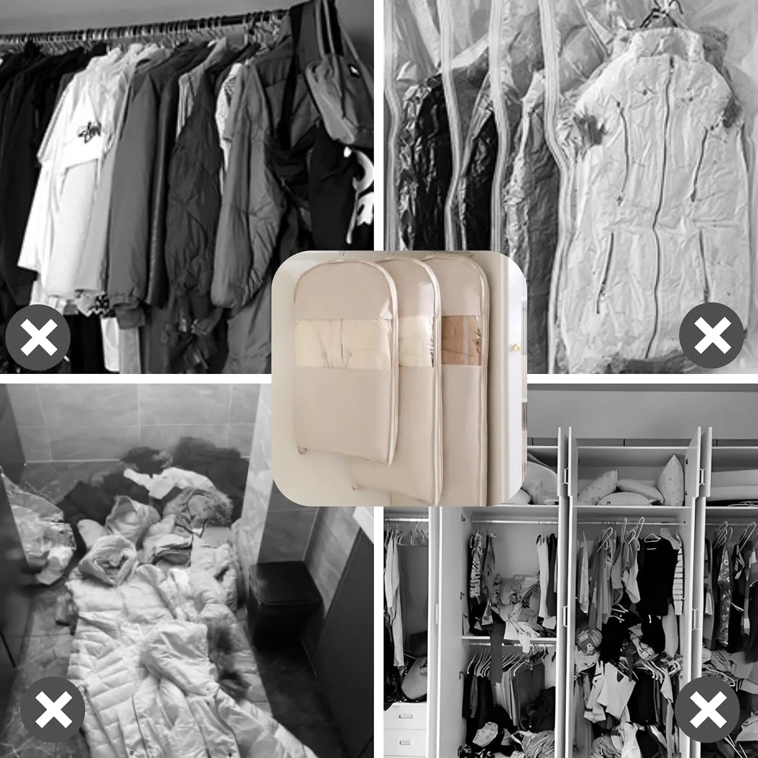 Hanging Garment Compressio Bag Space Saver Coat Storage Bag, For Down Coat,bedroom Closet Storage(Medium)