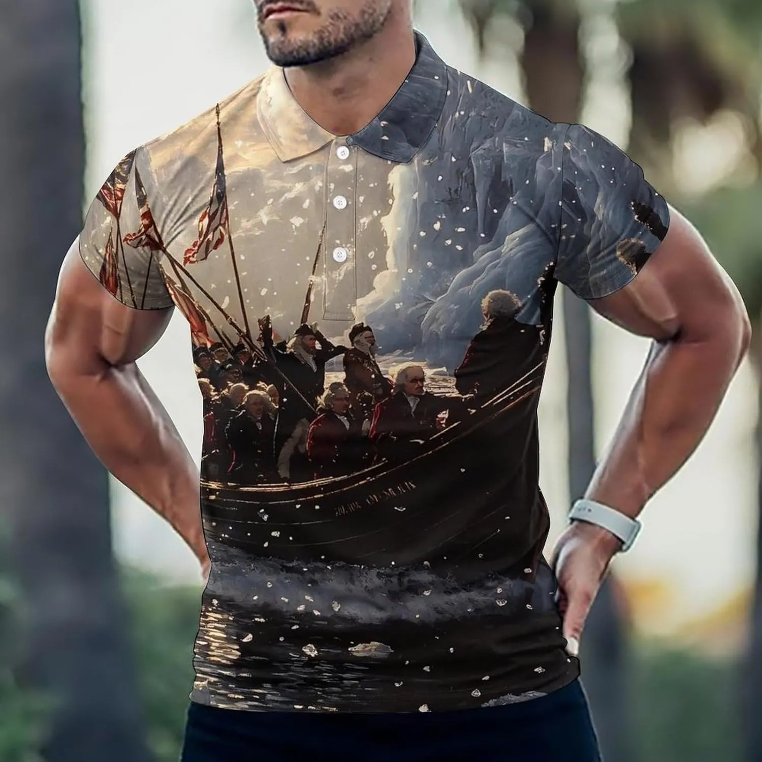 Happy Independence Day Mens Polo Shirts Quick Dry Short Sleeve T-shirts Slim Tennis Collared Tees Tops