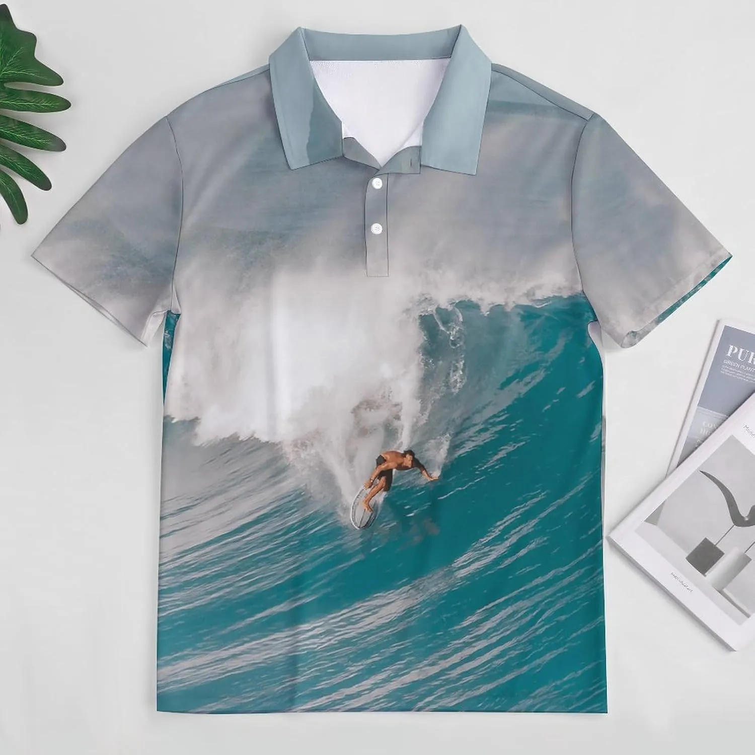 Hawaii Ocean Surfing Mens Polo Shirts Quick Dry Short Sleeve T-shirts Slim Tennis Collared Tees Tops